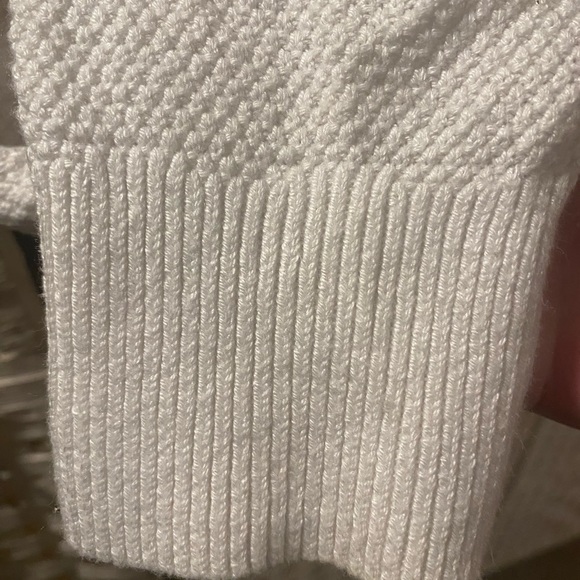 Lord & Taylor White Long Sleeve Knit Sweater with Button Embellishments - Picture 3 of 8